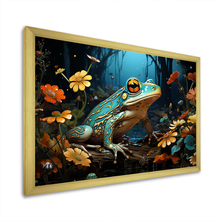 Abstract Representation Of Green Frog - Frog Canvas Wall Art