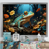 Abstract Representation Of Green Frog - Frog Canvas Wall Art