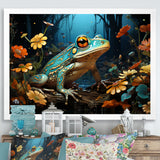 Abstract Representation Of Green Frog - Frog Canvas Wall Art