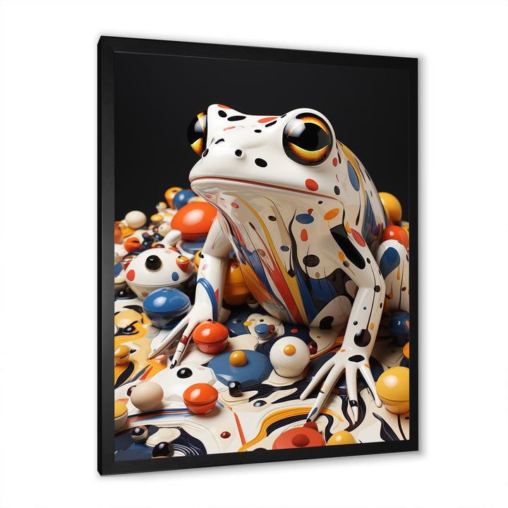Multicolor Frog Liquid Art - White Frog Wall Art
