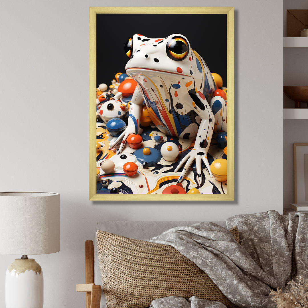 Multicolor Frog Liquid Art - White Frog Wall Art