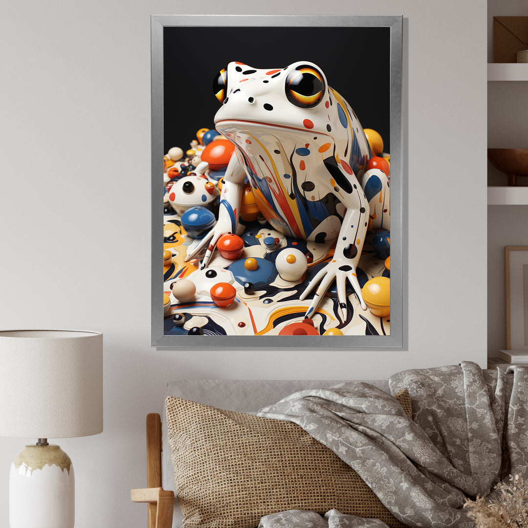 Multicolor Frog Liquid Art - White Frog Wall Art