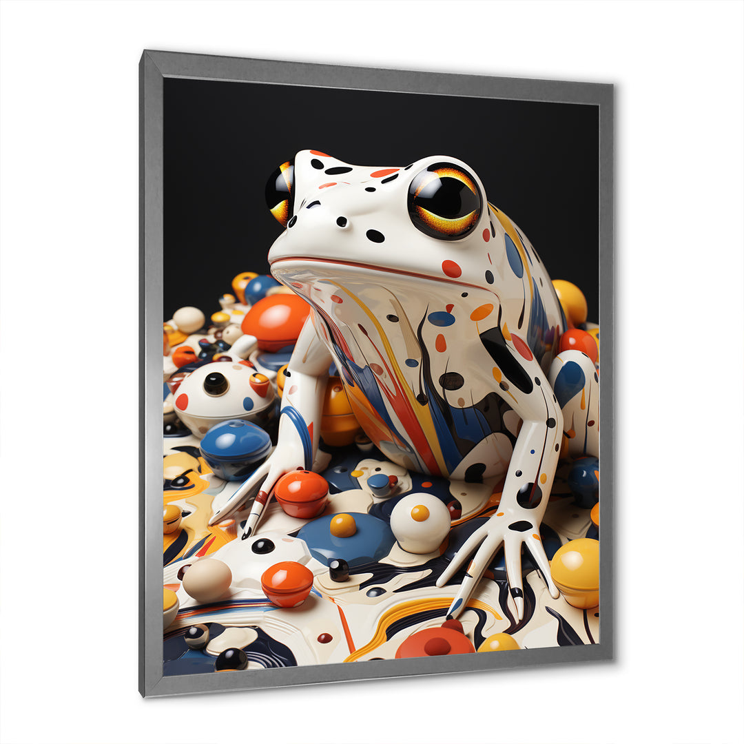 Multicolor Frog Liquid Art - White Frog Wall Art