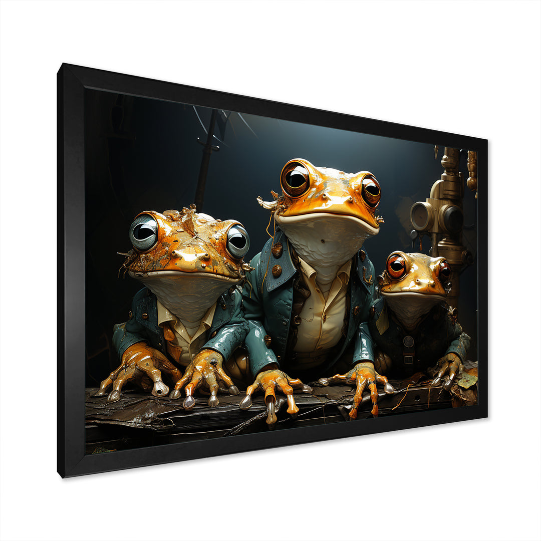 Frog Mafia Monarchy - Frog Framed Canvas Art