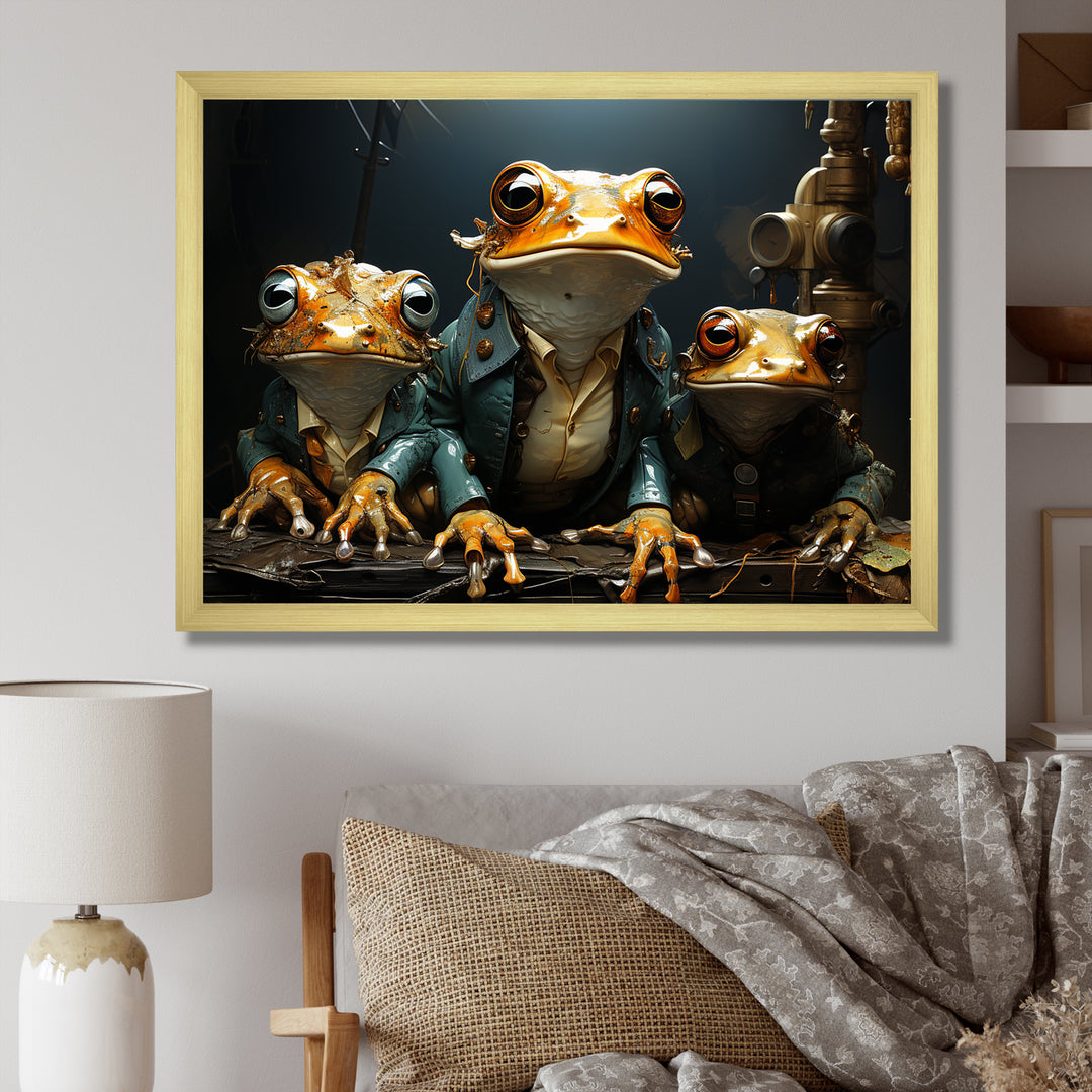 Frog Mafia Monarchy - Frog Framed Canvas Art