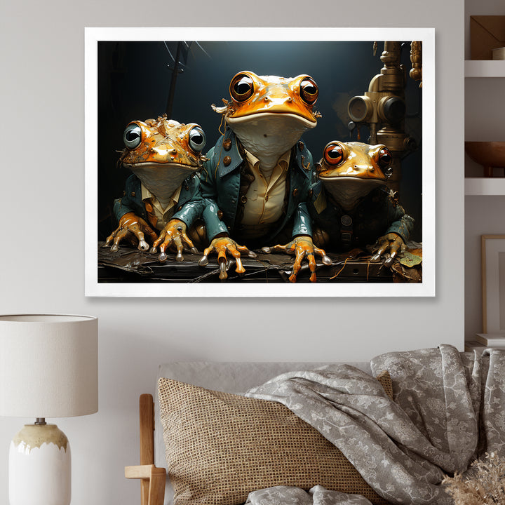 Frog Mafia Monarchy - Frog Framed Canvas Art