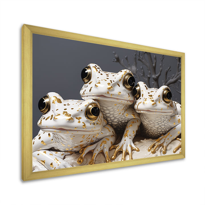 Pop Art White Frogs Portrait - Frog Bedroom Wall Art