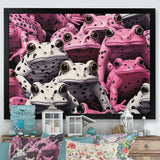 White And Pink Pop Art Frog - Frog Canvas Wall Art