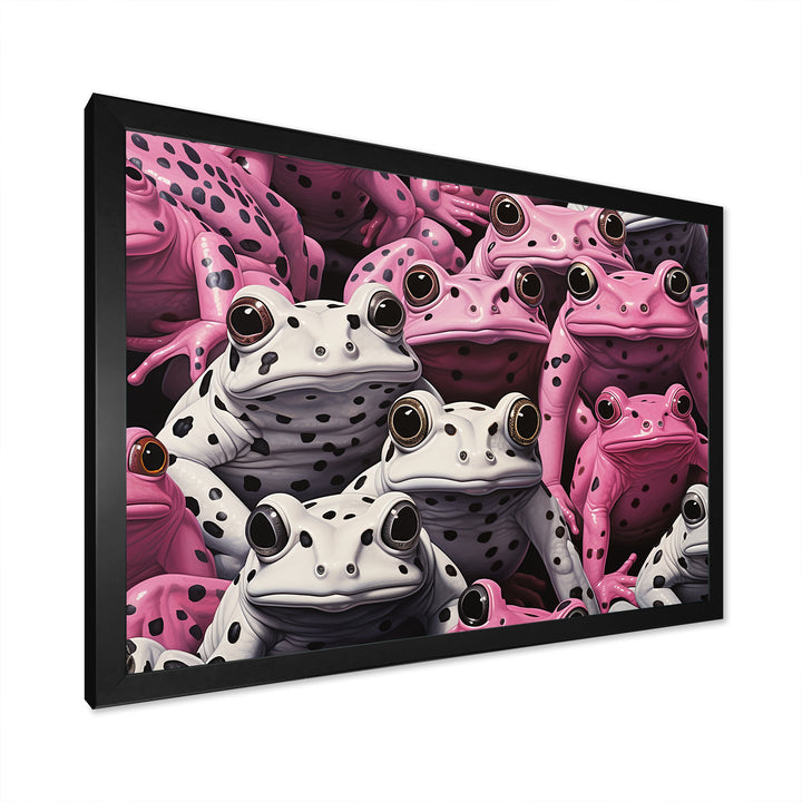 White And Pink Pop Art Frog - Frog Canvas Wall Art