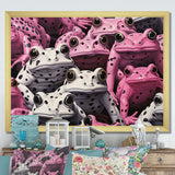 White And Pink Pop Art Frog - Frog Canvas Wall Art
