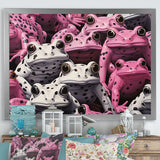 White And Pink Pop Art Frog - Frog Canvas Wall Art