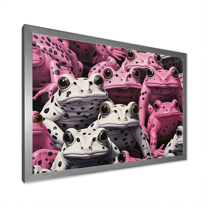 White And Pink Pop Art Frog - Frog Canvas Wall Art