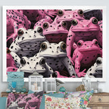 White And Pink Pop Art Frog - Frog Canvas Wall Art