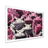 White And Pink Pop Art Frog - Frog Canvas Wall Art