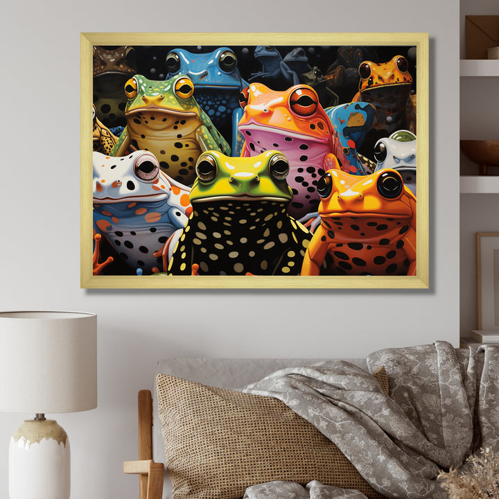 Multicolor Pop Art Frogs - Frog Canvas Wall Art