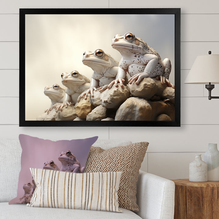 Minimalist Frog Essence - Frog Framed Canvas Art