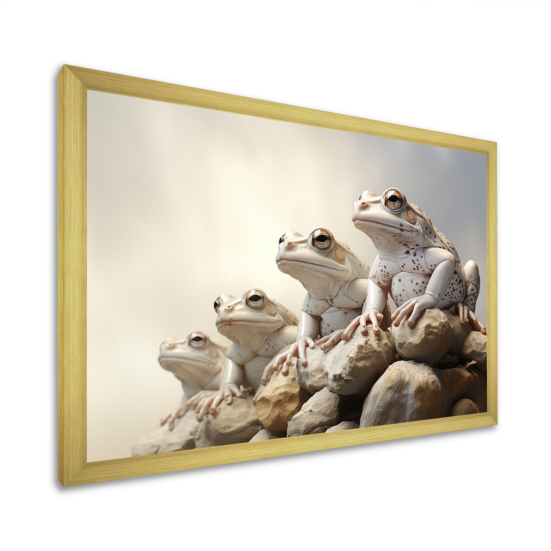 Minimalist Frog Essence - Frog Framed Canvas Art