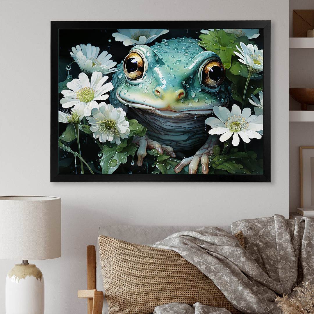 Cute Frog Portrait At The Pond - Frog Bedroom Wall Art