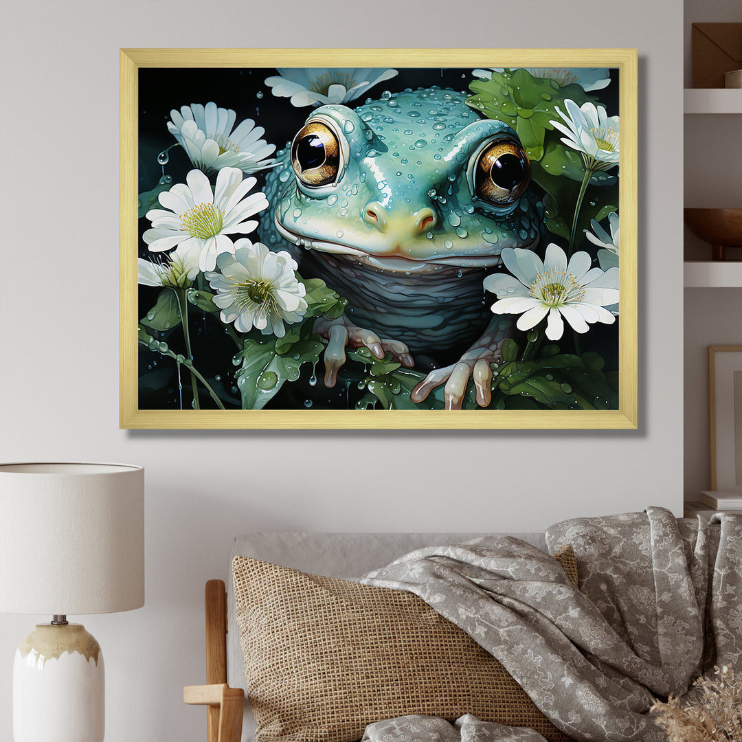 Cute Frog Portrait At The Pond - Frog Bedroom Wall Art