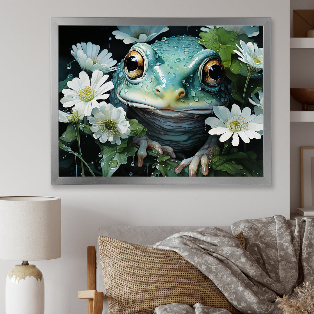 Cute Frog Portrait At The Pond - Frog Bedroom Wall Art
