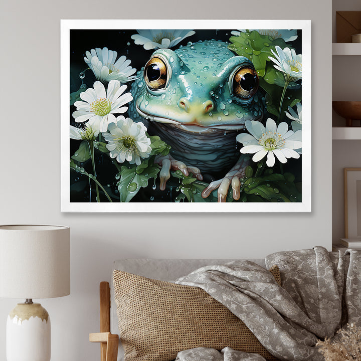 Cute Frog Portrait At The Pond - Frog Bedroom Wall Art