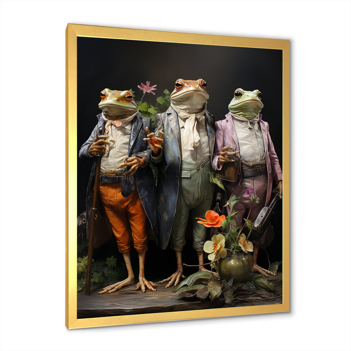 Dressed Frog Ballet - Frog Canvas Wall Art