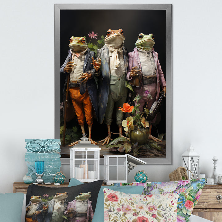 Dressed Frog Ballet - Frog Canvas Wall Art