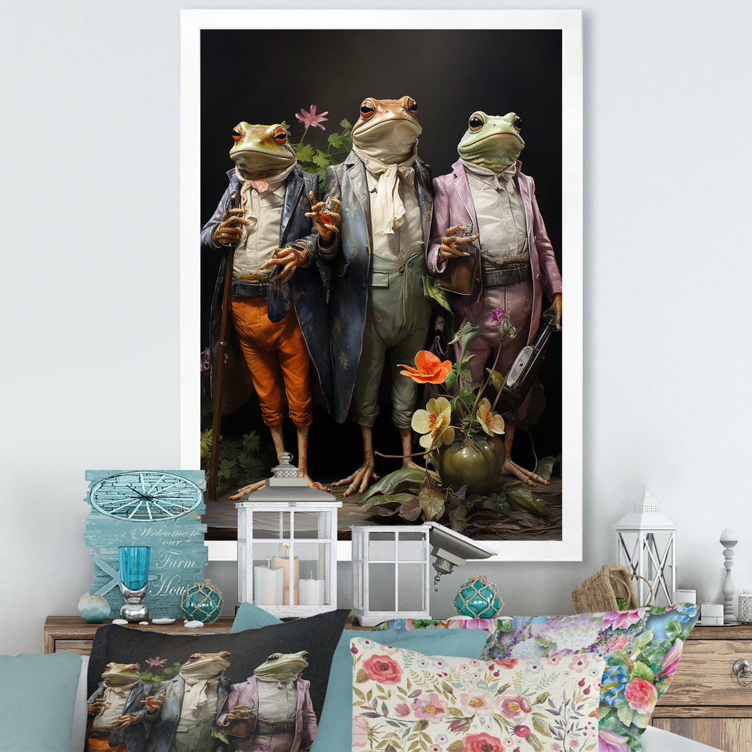 Dressed Frog Ballet - Frog Canvas Wall Art
