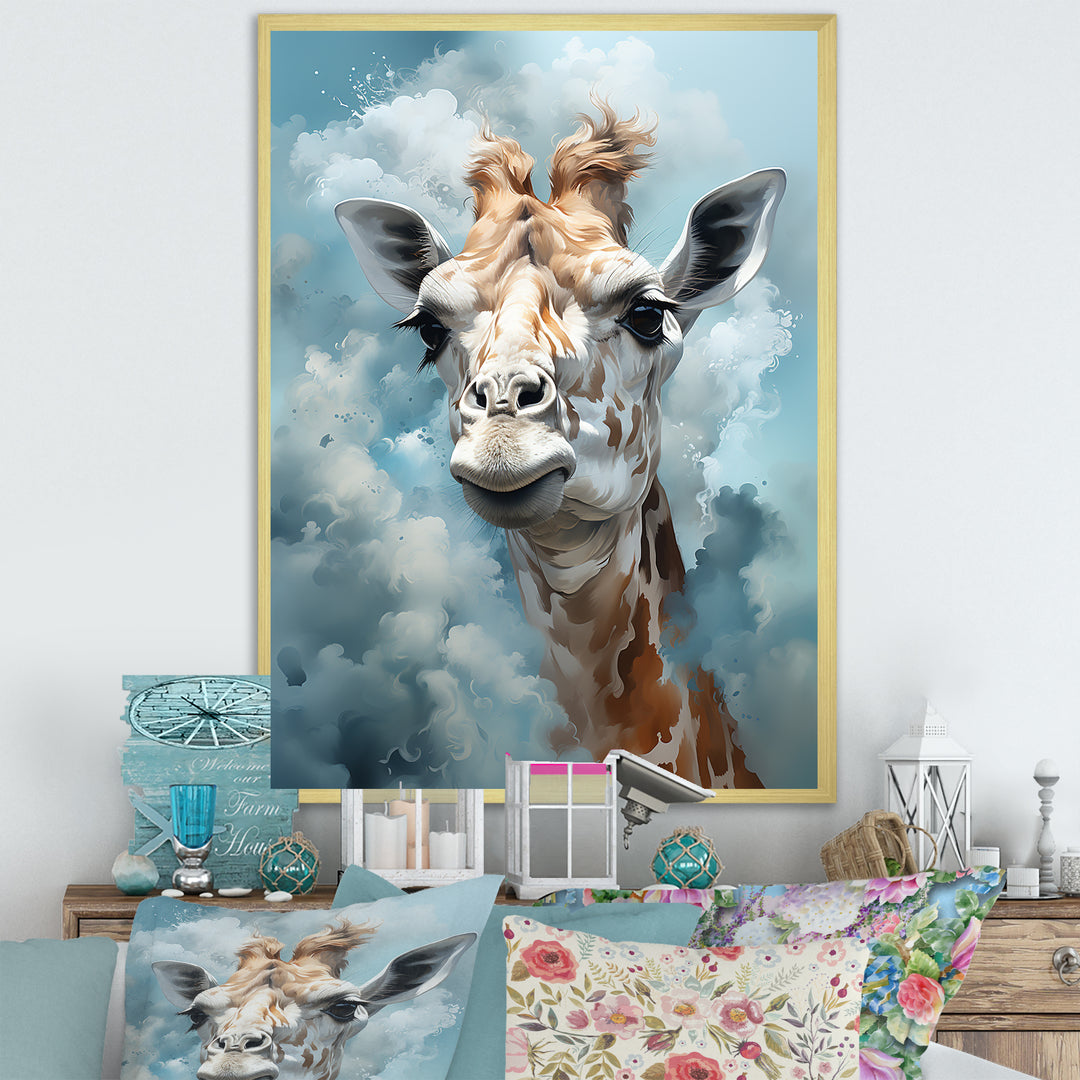 Blue Giraffes In Harmony - Giraffe Wall Art Prints