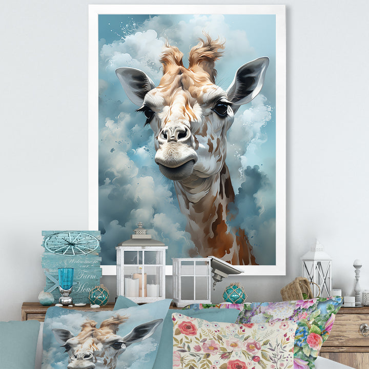 Blue Giraffes In Harmony - Giraffe Wall Art Prints