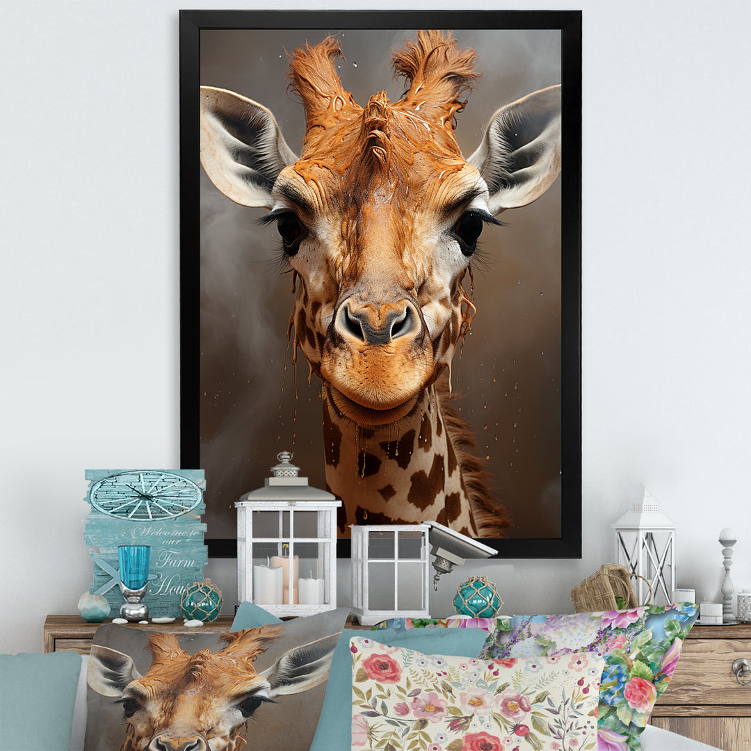 Selfie Giraffe In Sepia Tone - Giraffe Wall Art Prints