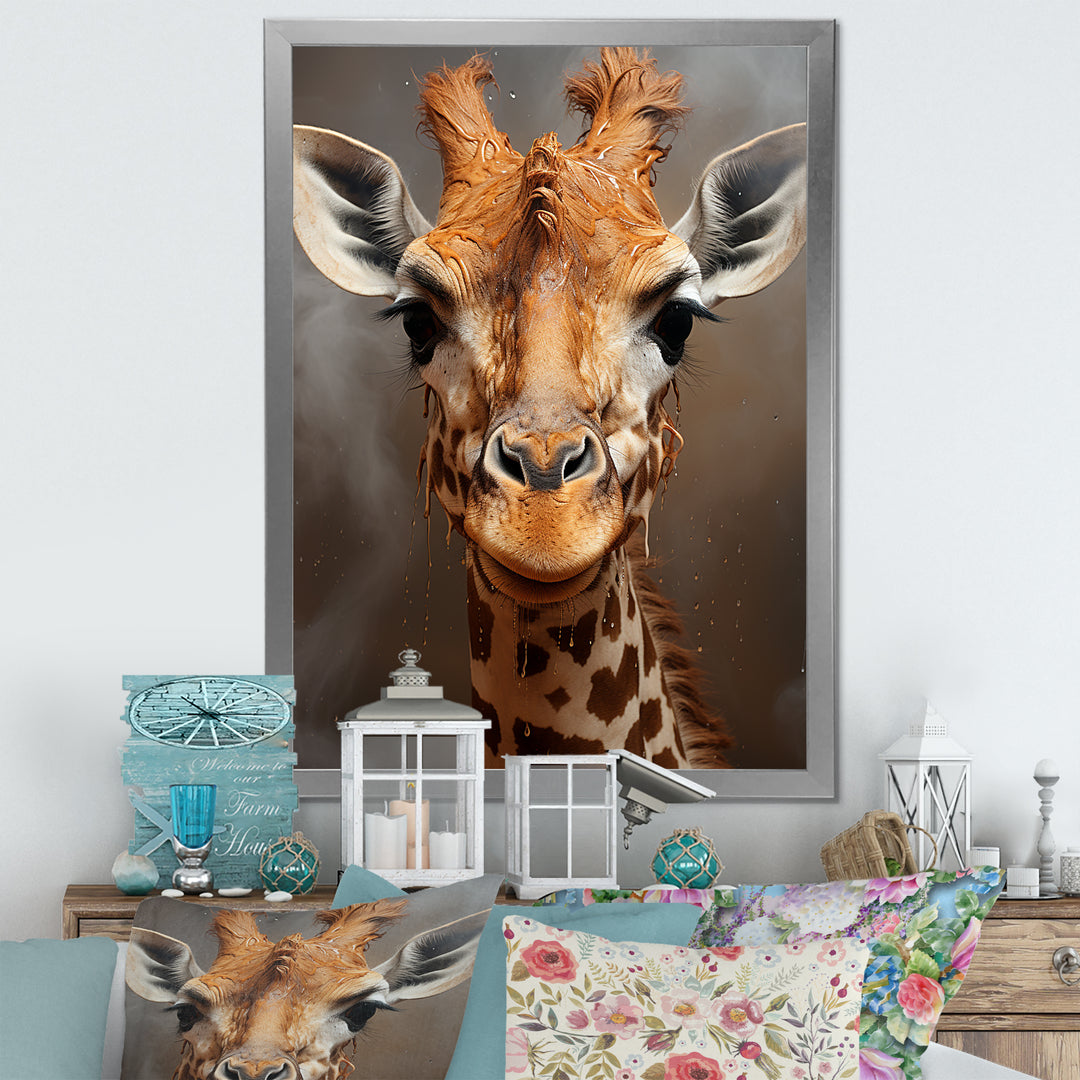 Selfie Giraffe In Sepia Tone - Giraffe Wall Art Prints