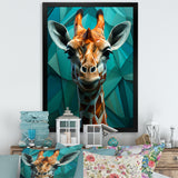Green Giraffe Cubist Grace - Giraffe Large Canvas Wall Art