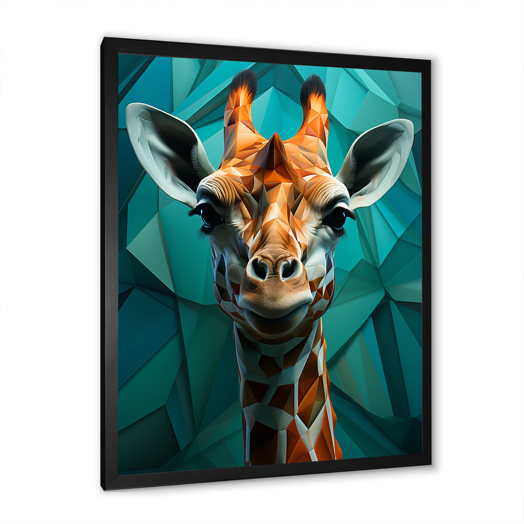 Green Giraffe Cubist Grace - Giraffe Large Canvas Wall Art