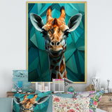 Green Giraffe Cubist Grace - Giraffe Large Canvas Wall Art