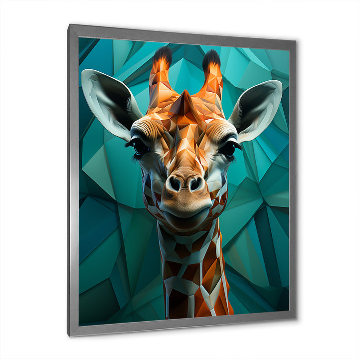 Green Giraffe Cubist Grace - Giraffe Large Canvas Wall Art