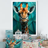 Green Giraffe Cubist Grace - Giraffe Large Canvas Wall Art