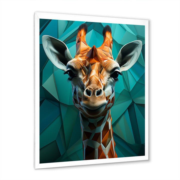 Green Giraffe Cubist Grace - Giraffe Large Canvas Wall Art