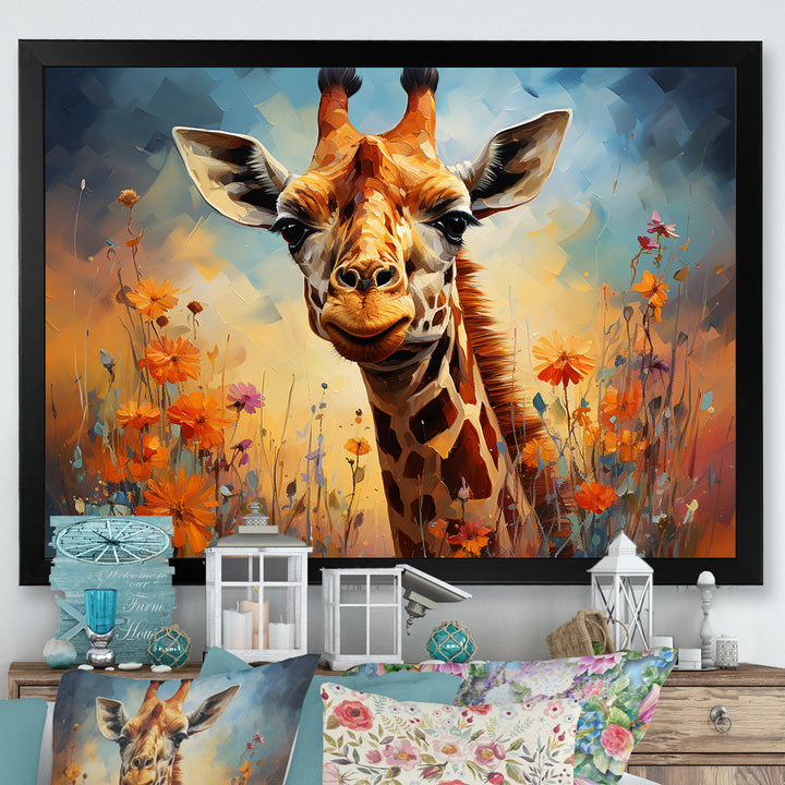 Brown Giraffe Expressionist Grace - Giraffe Canvas Wall Art