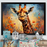 Brown Giraffe Expressionist Grace - Giraffe Canvas Wall Art