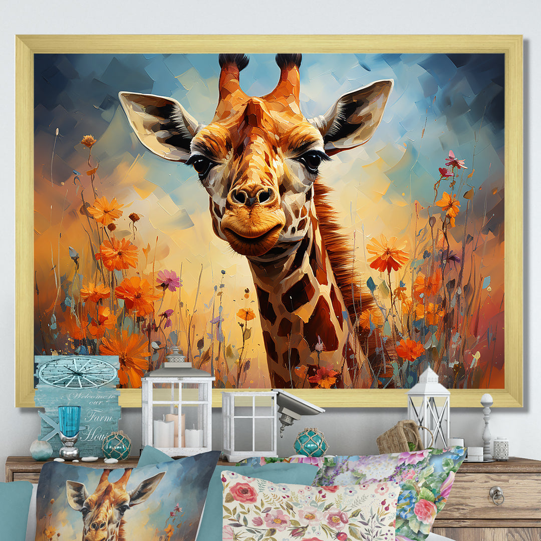 Brown Giraffe Expressionist Grace - Giraffe Canvas Wall Art