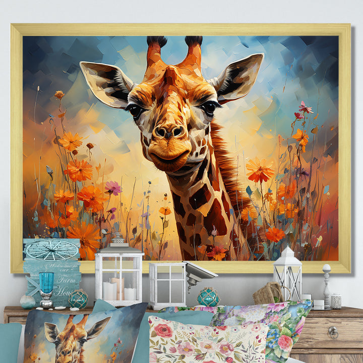 Brown Giraffe Expressionist Grace - Giraffe Canvas Wall Art