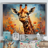 Brown Giraffe Expressionist Grace - Giraffe Canvas Wall Art