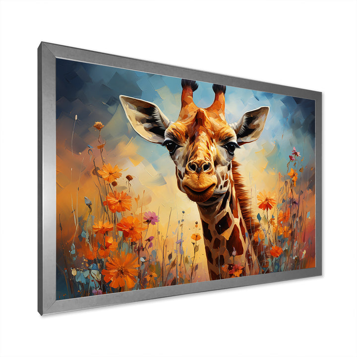 Brown Giraffe Expressionist Grace - Giraffe Canvas Wall Art
