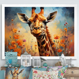 Brown Giraffe Expressionist Grace - Giraffe Canvas Wall Art