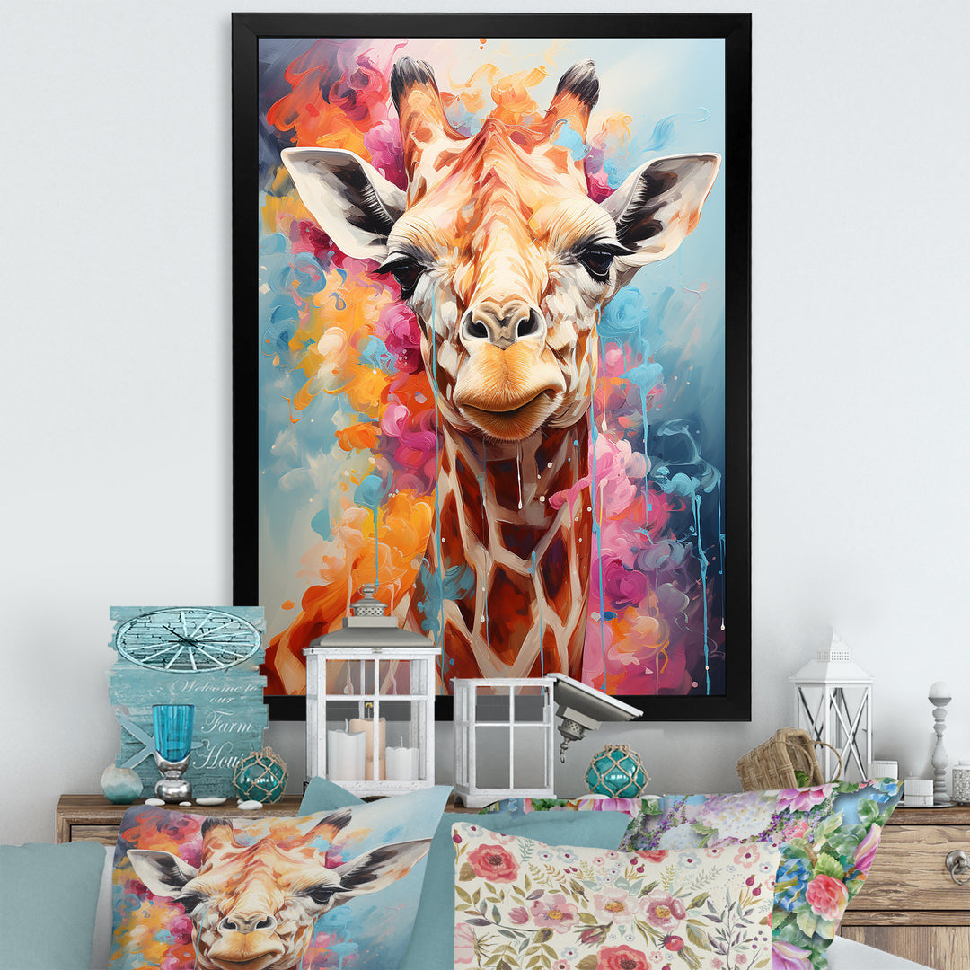 Popart Art Multicolor Giraffe Grace - Giraffe Wall Decor