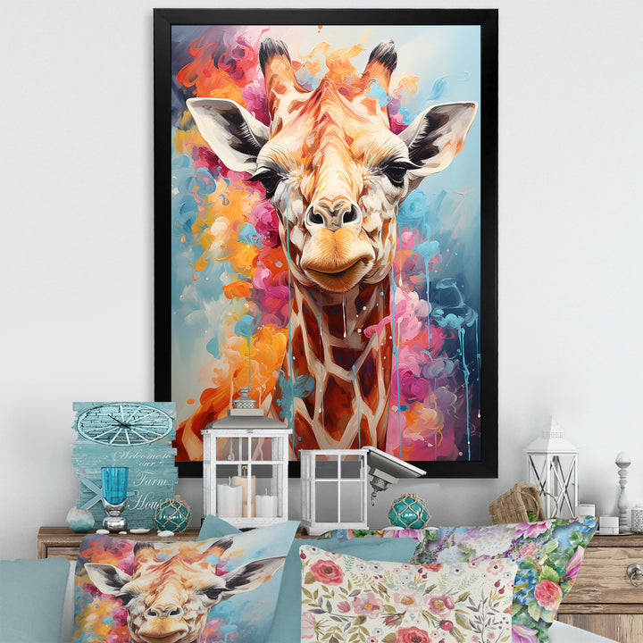 Popart Art Multicolor Giraffe Grace - Giraffe Wall Decor