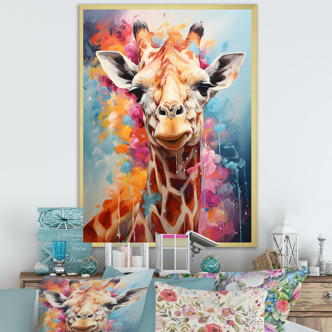 Popart Art Multicolor Giraffe Grace - Giraffe Wall Decor