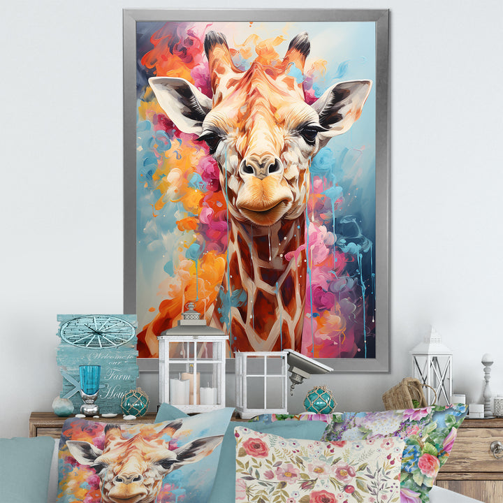 Popart Art Multicolor Giraffe Grace - Giraffe Wall Decor