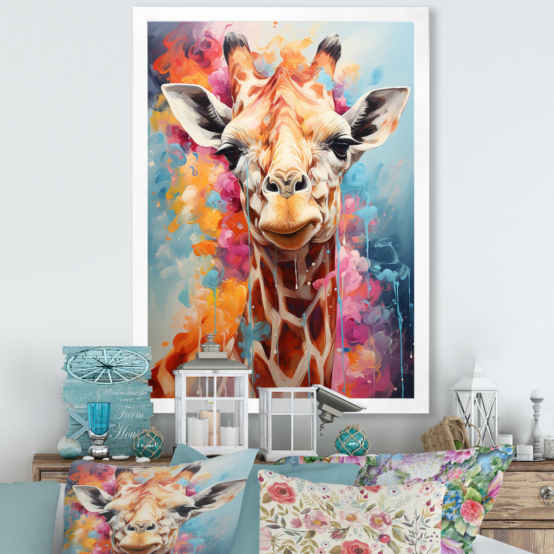 Popart Art Multicolor Giraffe Grace - Giraffe Wall Decor